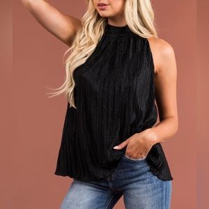 💕❤️ Black Textured Satin Halter Tank Top ❤️💕